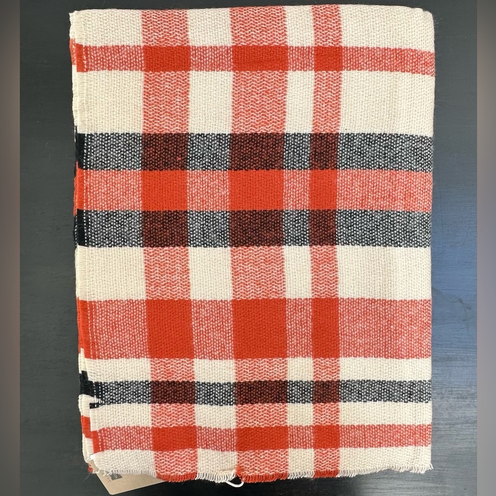 Orange Plaid Blanket Scarf